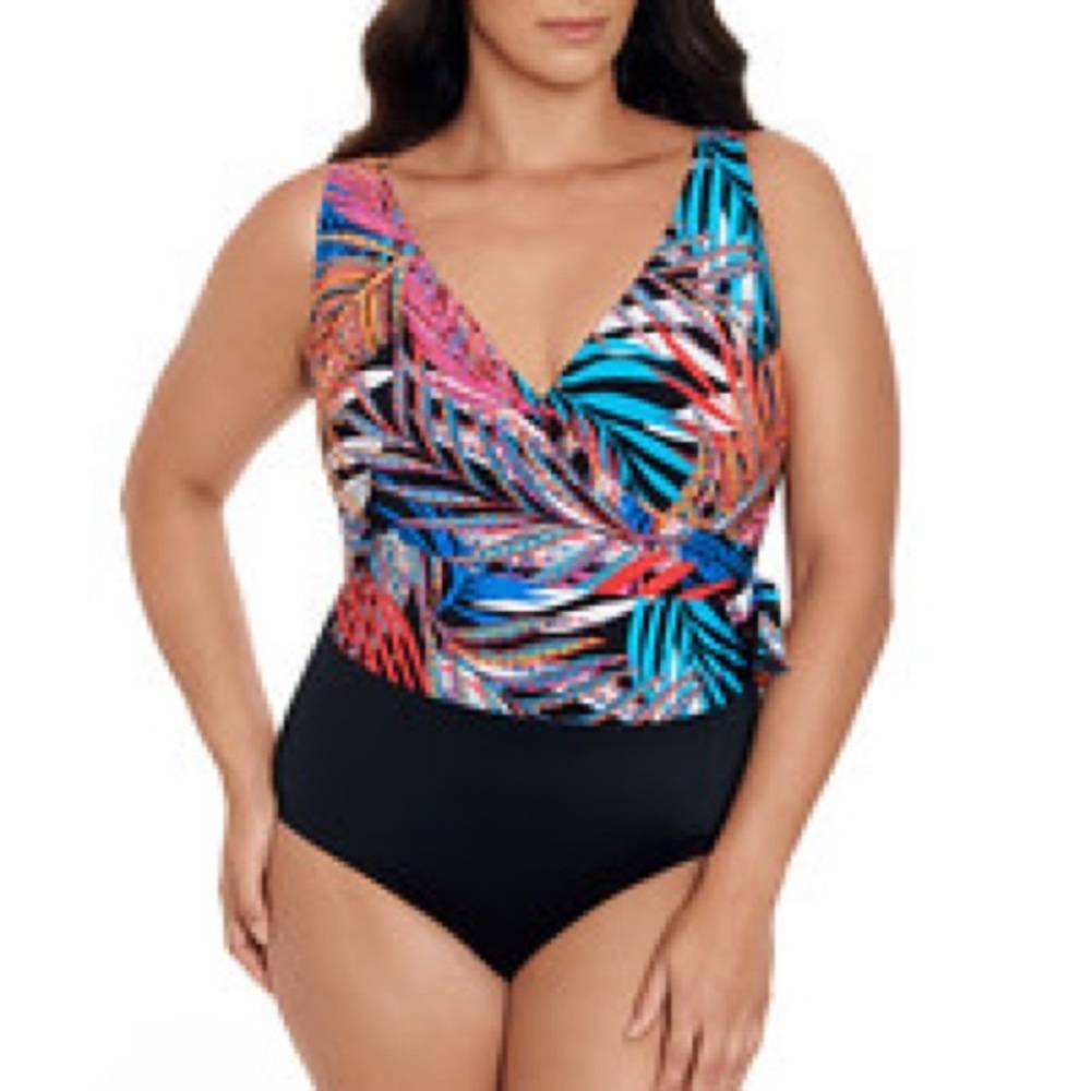 NWT Longitude long swimsuit surplice L221114W plus size